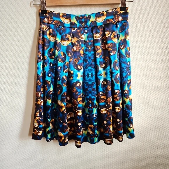 L'Ame de Femme - Blue Multicolor Pleated Skirt - US 4 - Picture 1 of 6